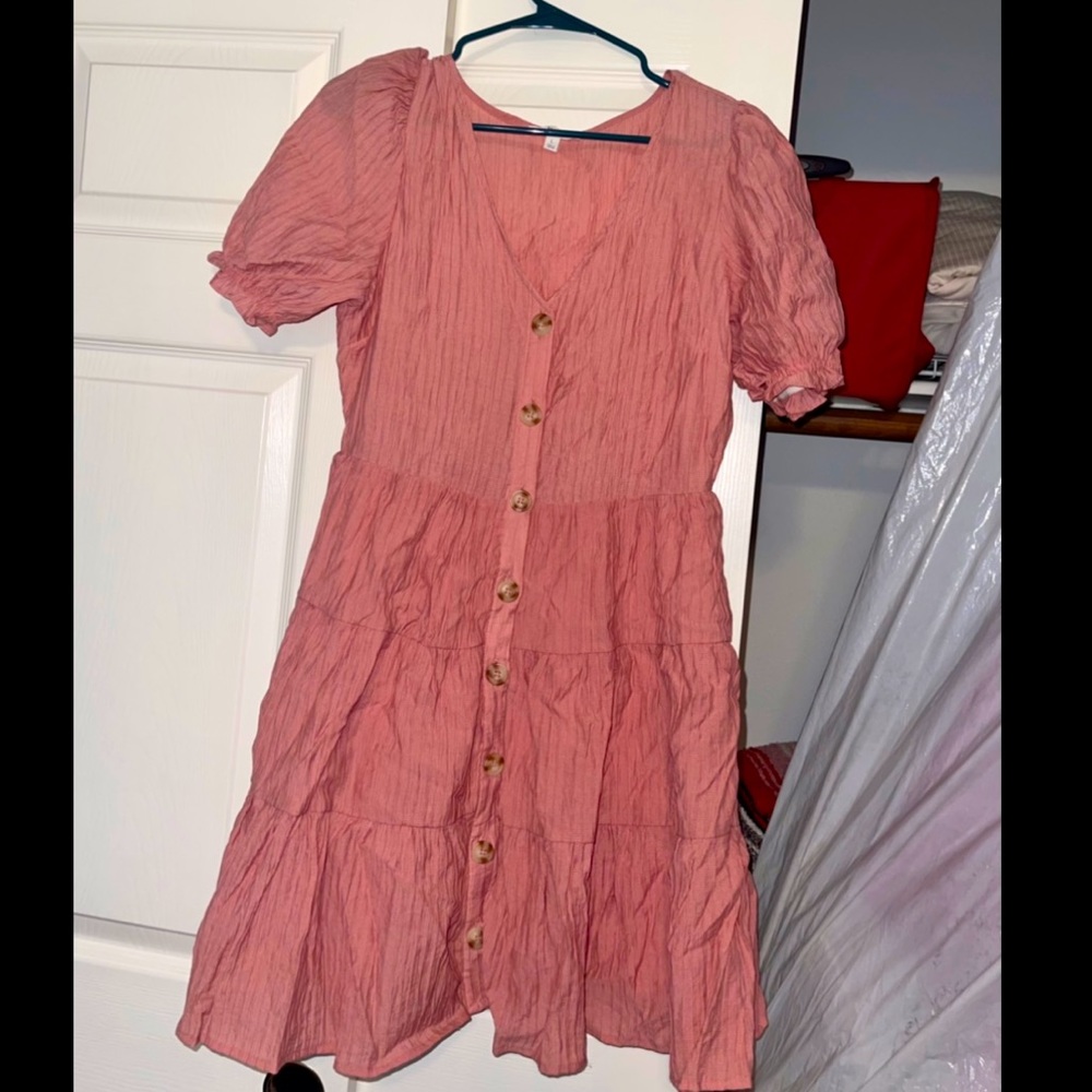 Pink coralish button up summer dress!
